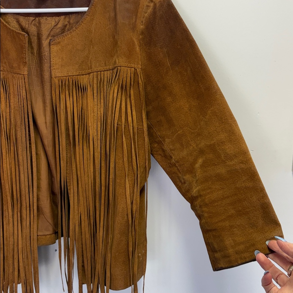 Forever 21 Suede Fringe Boho Western Jacket Size Large - Picture 5 of 12